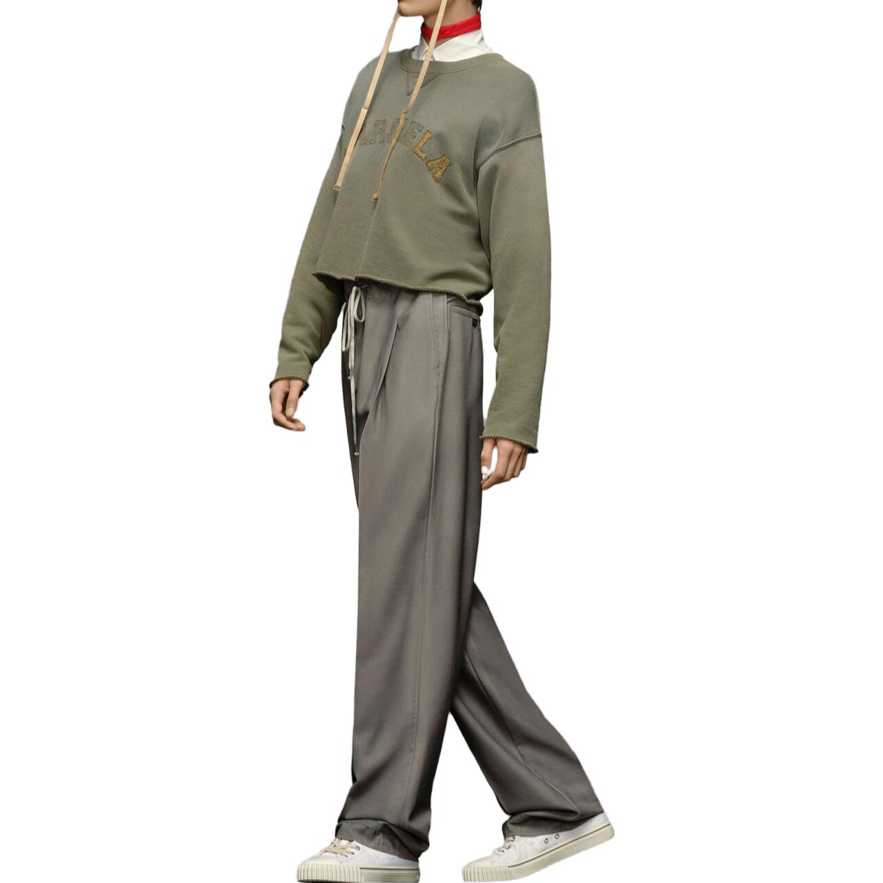 Shop Maison Margiela 2023春夏灰色抽绳宽松休闲裤 S51KA0572-S54954-809