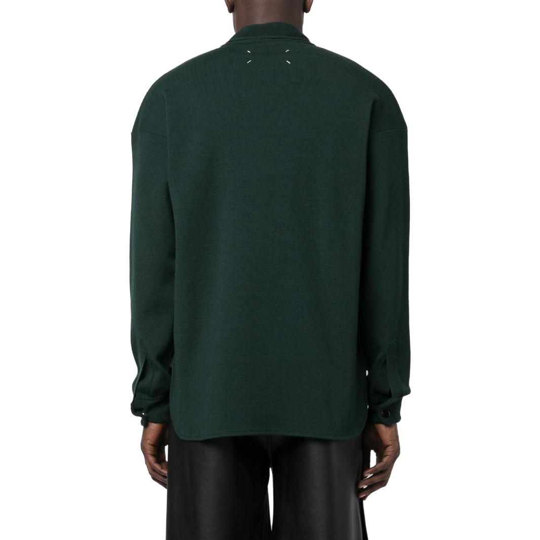 Shop Maison Margiela SS23 長袖純綠色尖領襯衫 S50GL0046S18206