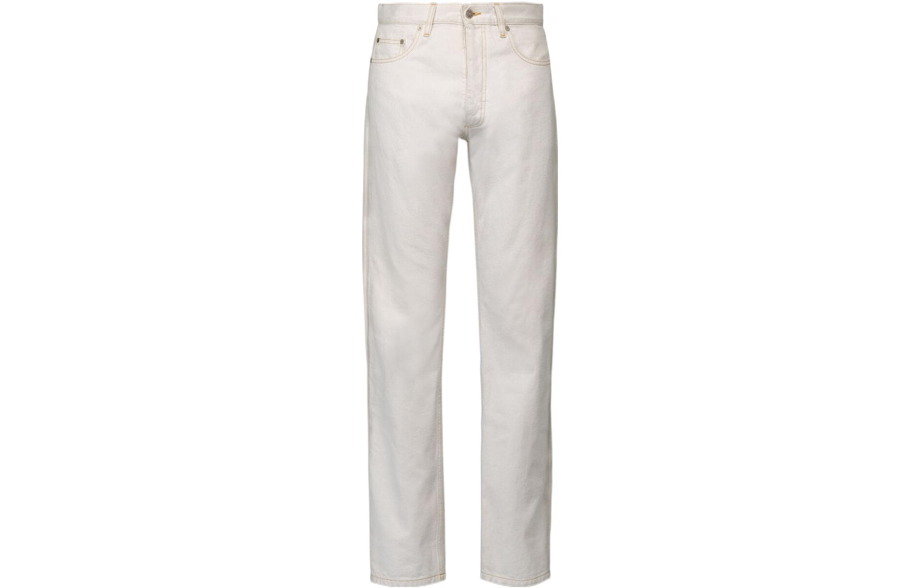 Maison Margiela SS23 Distressed White Straight-Leg Jeans with Stain Design . S50LA0216S30857-961