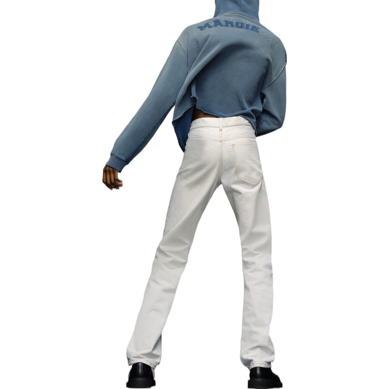 Shop 메종 마르지엘라 SS23 디스트레스드 화이트 스트레이트 레그 스테인 디자인 진. S50LA0216S30857-961