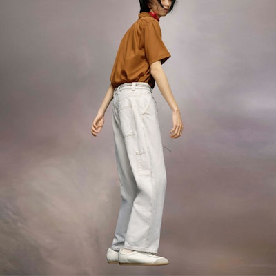 メゾンマルジェラ SS23 ユニセックス ホワイト ストレートデニムジーンズ S50LA0217S30857-961 Shop メゾンマルジェラ SS23 ユニセックス ホワイト ストレートデニムジーンズ S50LA0217S30857-961