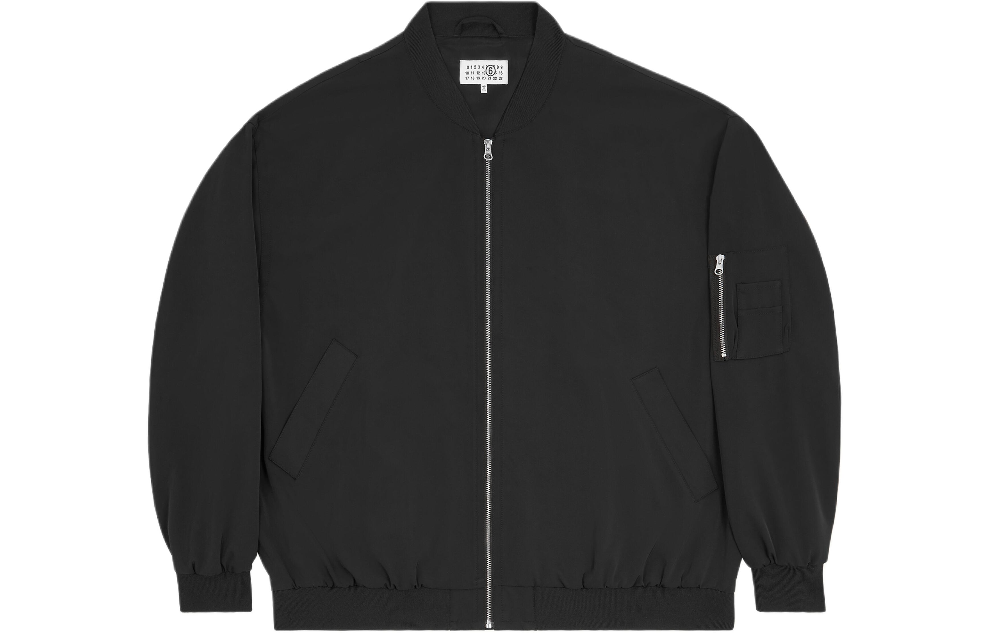 Maison Margiela SS24 Black Zip Pocket Crewneck Long Sleeve Jacket SH0AM0013S47294