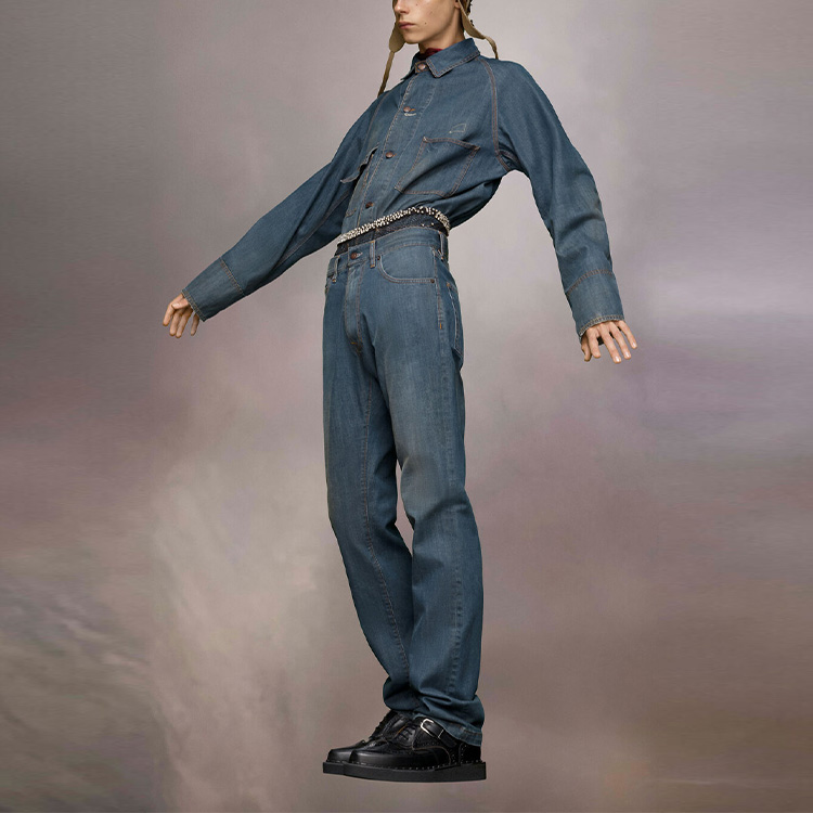 Lookbook メゾン マルジェラ SS24 ストレートレッグ ウォッシュデニム ジーンズ ステッチ付き - ブルー S50LA0226S30876961