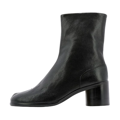 Maison Margiela Tabi 'Black Chunky Heel Leather Ankle Boot'