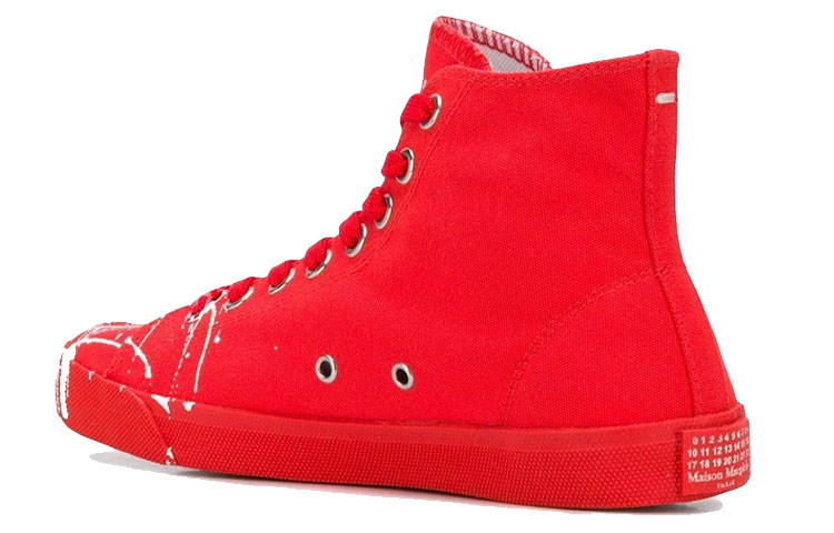 Shop Maison Margiela 紅色棉質高幫分趾帆布鞋