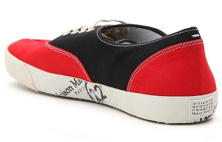 Shop Maison Margiela 梅森馬吉拉 Tabi 皮革 低幫系帶 時尚板鞋 男款 紅黑色