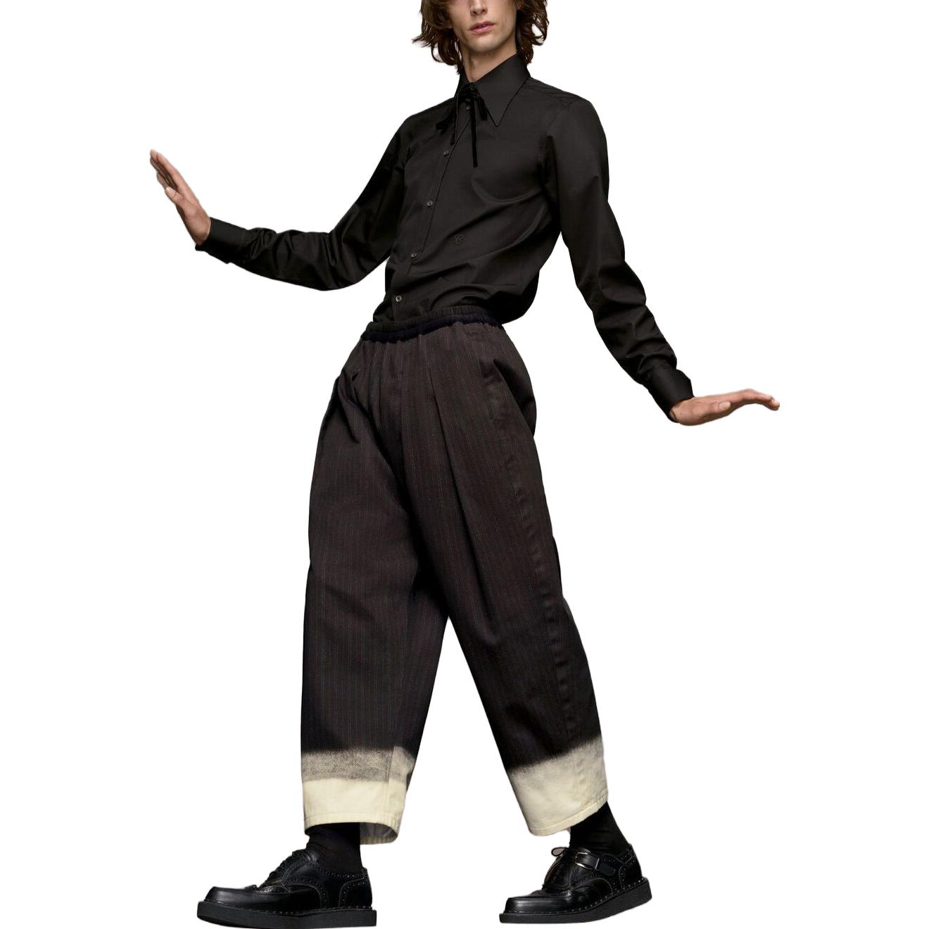 Lookbook メゾン マルジェラ トロンプルイユ ピンストライプ リラックスフィット ブラックパンツ S50KA0632M35006-001S