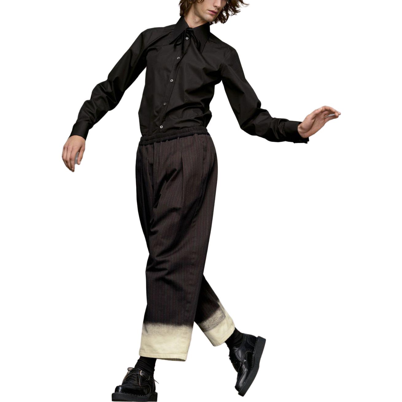 Purchase メゾン マルジェラ トロンプルイユ ピンストライプ リラックスフィット ブラックパンツ S50KA0632M35006-001S