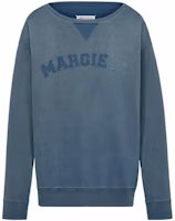 Maison Margiela Unisex Blue Embroidered Logo Crewneck Sweatshirt. S50GU0209S25570-469 Maison Margiela Unisex Blue Embroidered Logo Crewneck Sweatshirt. S50GU0209S25570-469