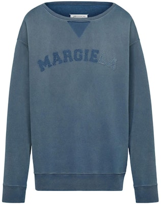 メゾンマルジェラ ユニセックス ブルー 刺繍ロゴ クルーネックスウェットシャツ S50GU0209S25570-469 Order メゾンマルジェラ ユニセックス ブルー 刺繍ロゴ クルーネックスウェットシャツ S50GU0209S25570-469