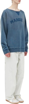 メゾンマルジェラ ユニセックス ブルー 刺繍ロゴ クルーネックスウェットシャツ S50GU0209S25570-469 Purchase メゾンマルジェラ ユニセックス ブルー 刺繍ロゴ クルーネックスウェットシャツ S50GU0209S25570-469