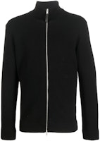 Maison Margiela Unisex FW22 Black Wool Knit Cardigan Jacket with Ribbed Zip-Up Collar. SI1HA0013S17781900F Maison Margiela Unisex FW22 Black Wool Knit Cardigan Jacket with Ribbed Zip-Up Collar. SI1HA0013S17781900F