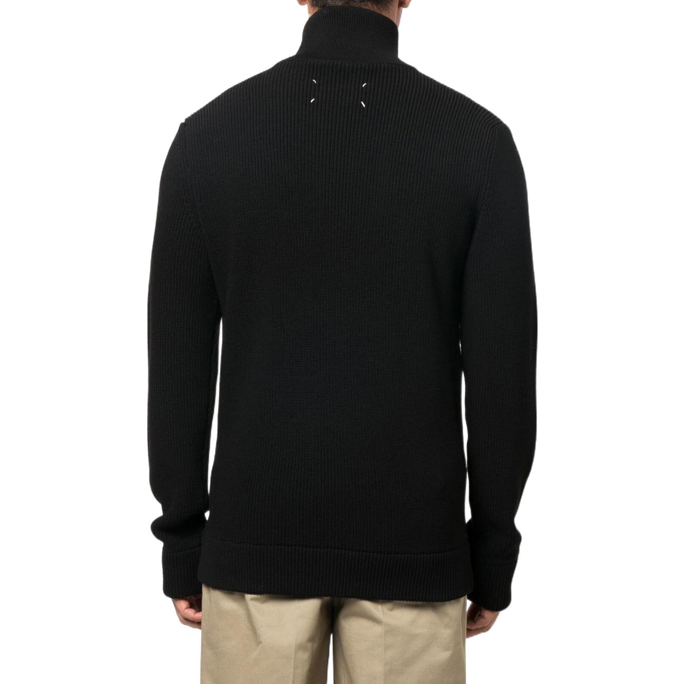 Shop Maison Margiela 男女同款 FW22 黑色羊毛针织拉链翻领开衫夹克. SI1HA0013S17781900F