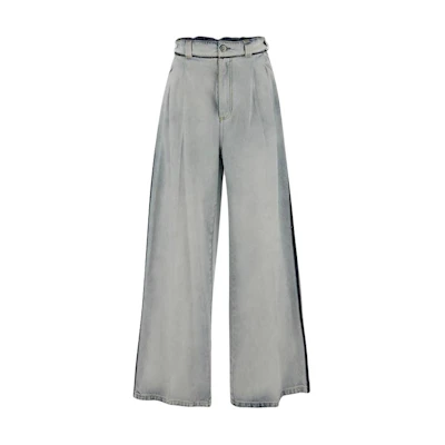 Maison Margiela Unisex Loose Straight-Fit Light Blue Patchwork Denim Jeans. S51KA0593S30870965