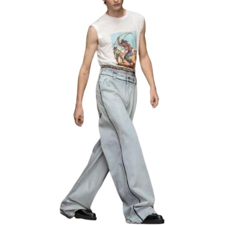 Maison Margiela Unisex Loose Straight-Fit Light Blue Patchwork Denim Jeans. S51KA0593S30870965 圖 4