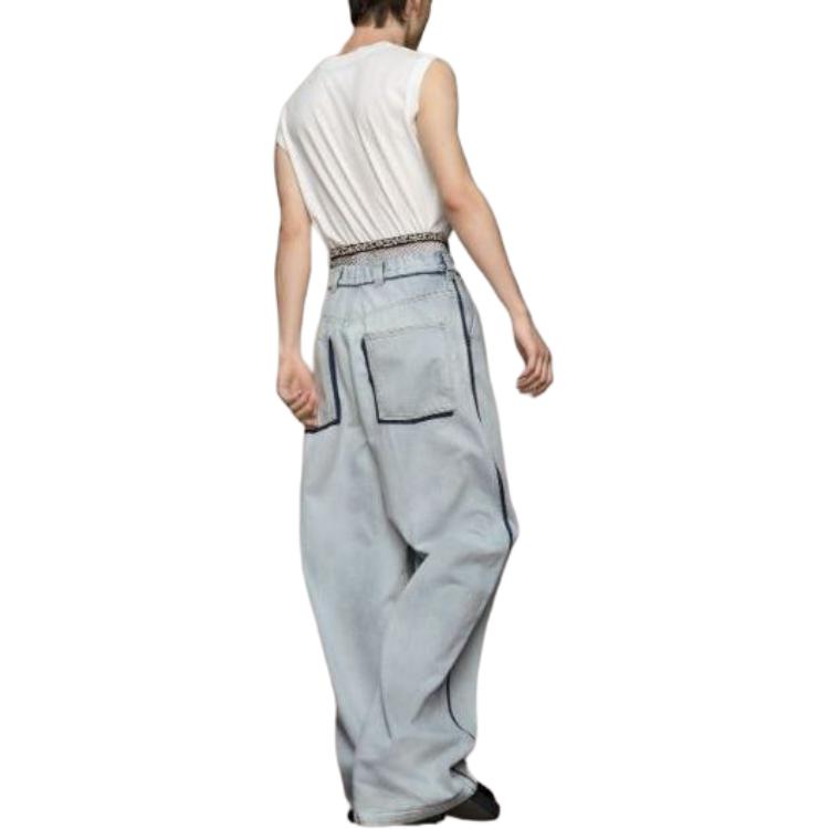 Maison Margiela Unisex Loose Straight-Fit Light Blue Patchwork Denim Jeans. S51KA0593S30870965 圖 5