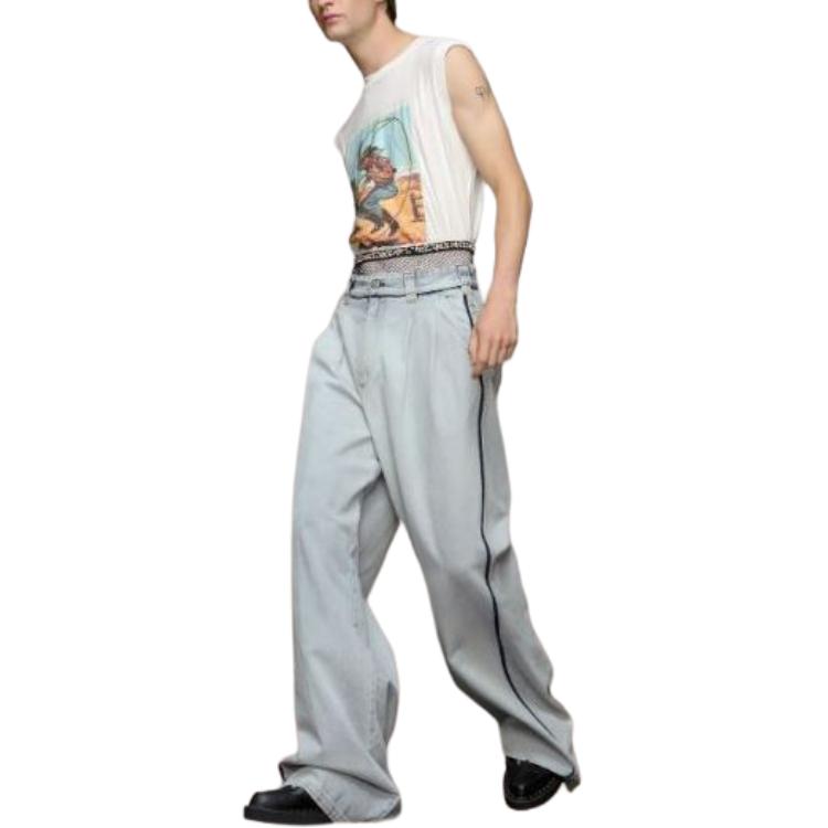 Maison Margiela Unisex Loose Straight-Fit Light Blue Patchwork Denim Jeans. S51KA0593S30870965 圖 6