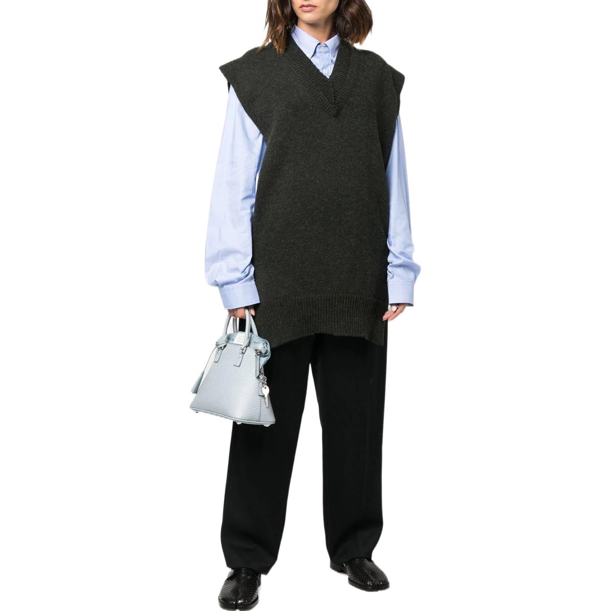 Purchase Maison Margiela Unisex Solid Ribbed V-Neck Vest Black SI1TH0001S18064695F