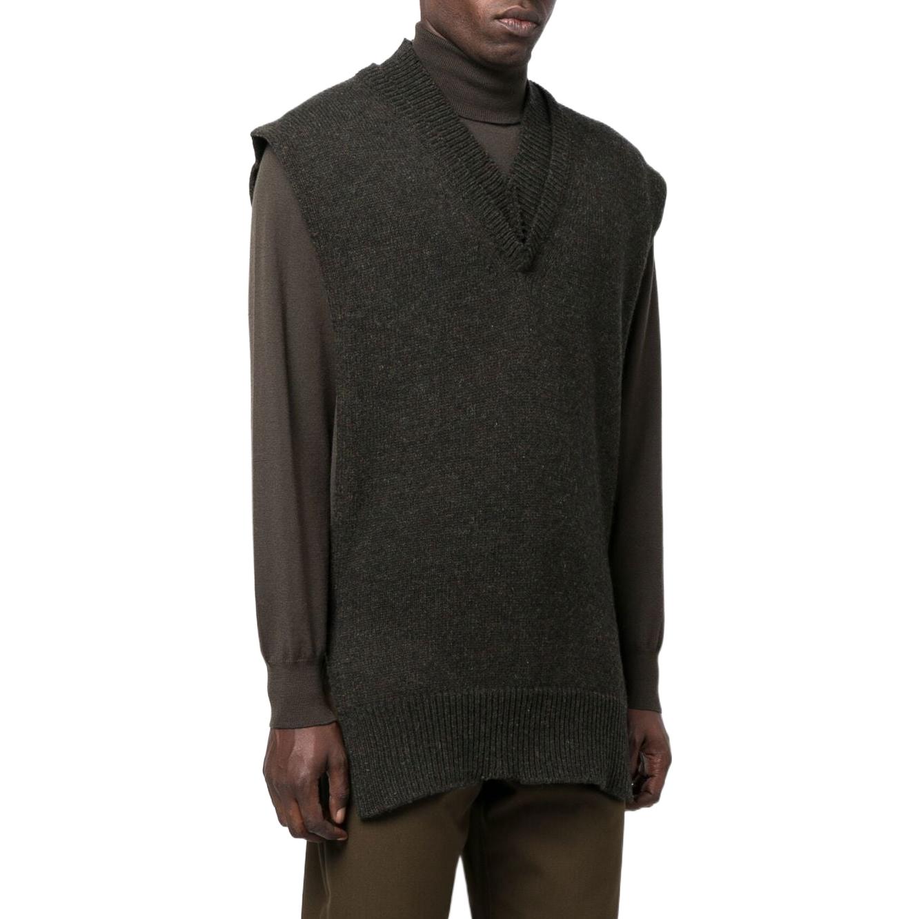 Details for Maison Margiela Unisex Solid Ribbed V-Neck Vest Black SI1TH0001S18064695F