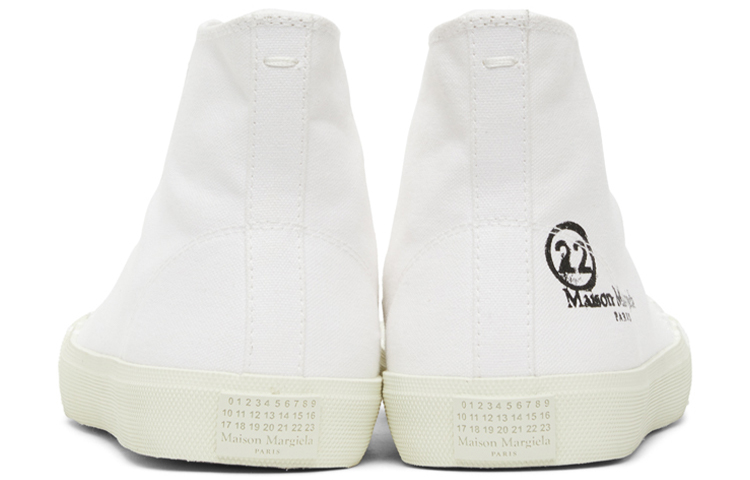 Shop Maison Margiela Vandal Tabi Canvas High ''Bianco Spill'' S57WS0348-P2347-T1003