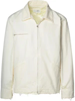 Maison Margiela White Slim Fit Zip-Up Jacket with Solid Collar SH0AM0004S78548102 Maison Margiela White Slim Fit Zip-Up Jacket with Solid Collar SH0AM0004S78548102