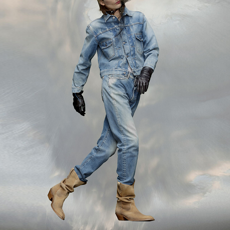 Purchase Maison Margiela x Pendleton FW23 Jaket Denim Vintage Jahitan Biru Uniseks. S67AM0058S30561984