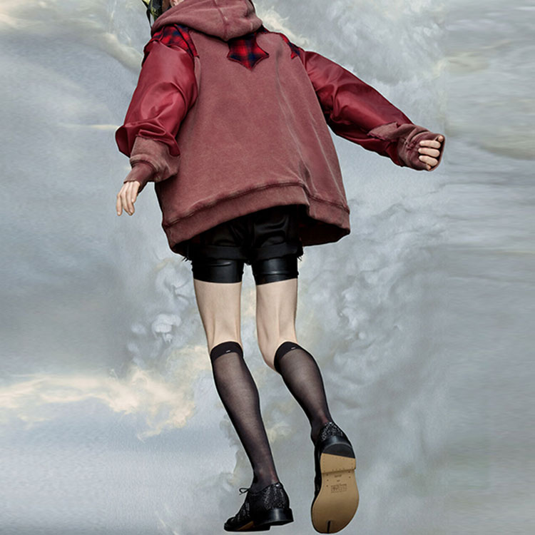 Shop Maison Margiela x Pendleton FW23 格紋拉鍊連帽外套 男女款 酒紅色 S67HG0022S25570228