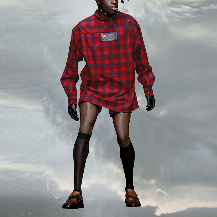 Maison Margiela Pendleton FW23 Red Plaid Wool Unisex Shirt with Point Collar S67DT0010S78037001F 圖 3