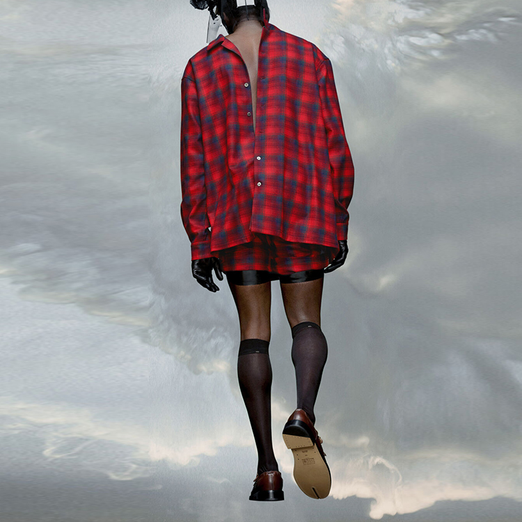 Maison Margiela Pendleton FW23 Red Plaid Wool Unisex Shirt with Point Collar S67DT0010S78037001F 圖 4