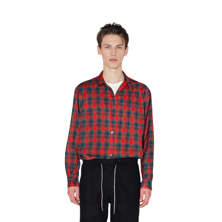 Maison Margiela Pendleton FW23 Red Plaid Wool Unisex Shirt with Point Collar S67DT0010S78037001F 圖 6