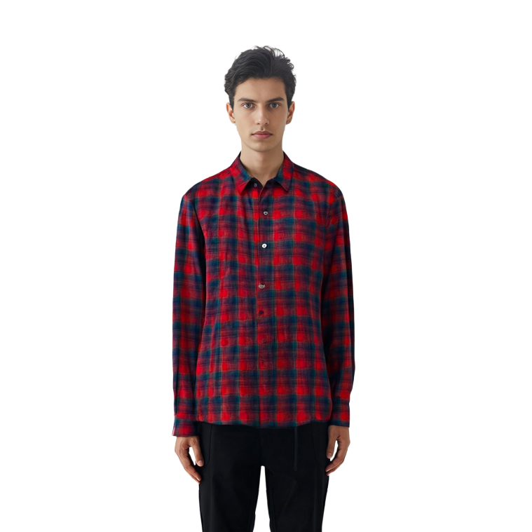 Maison Margiela Pendleton FW23 Red Plaid Wool Unisex Shirt with Point Collar S67DT0010S78037001F 圖 7