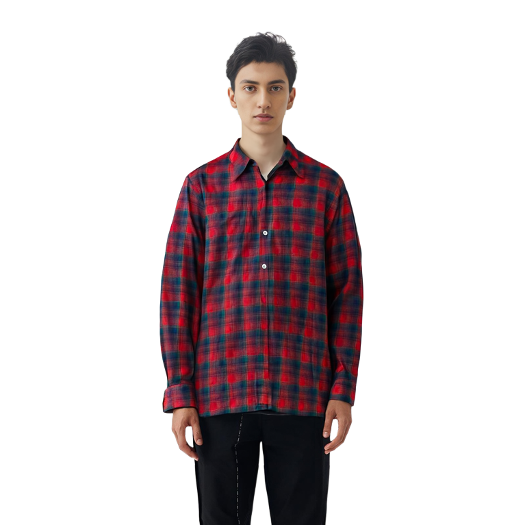 Maison Margiela Pendleton FW23 Red Plaid Wool Unisex Shirt with Point Collar S67DT0010S78037001F 圖 8