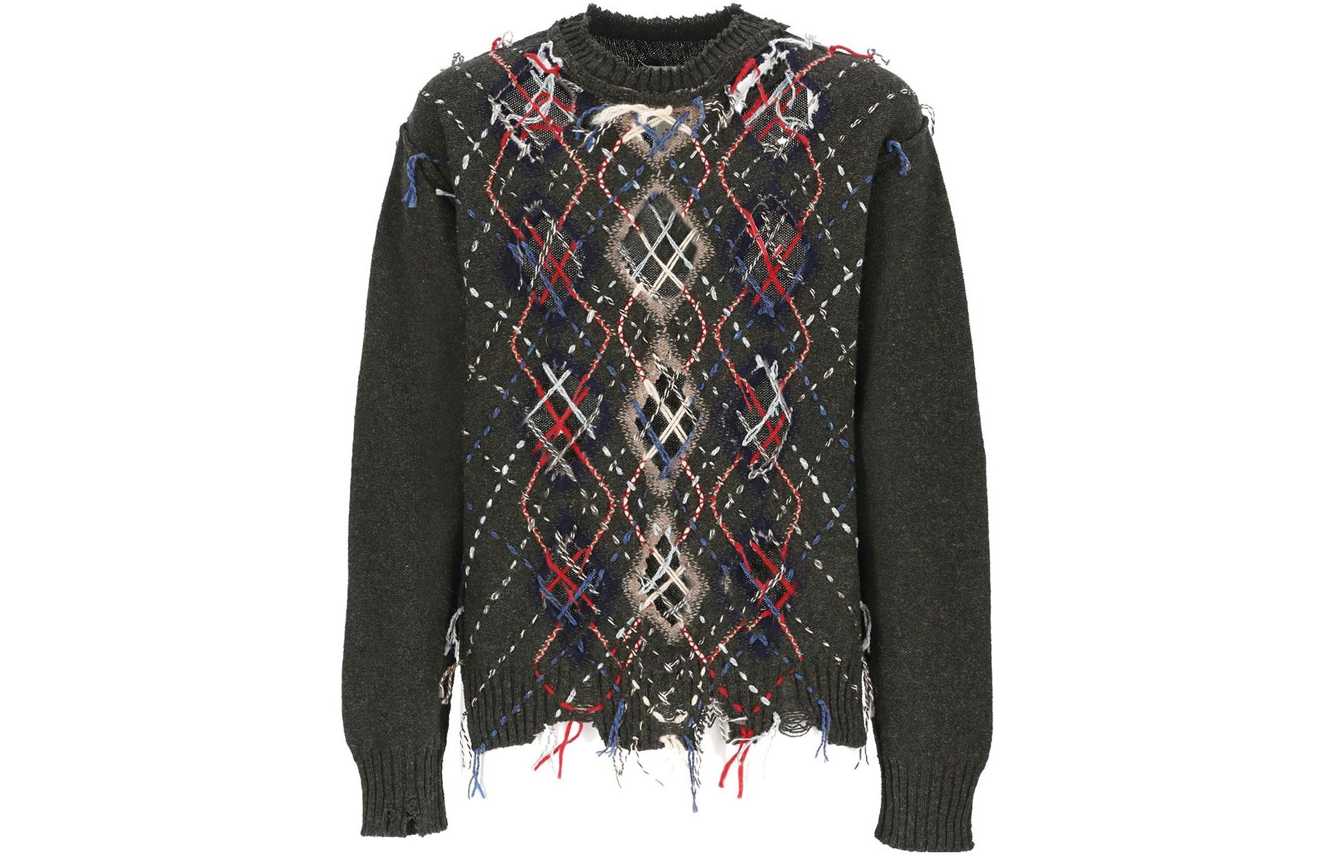 Maison Margiela x PENDLETON FW23 Wool Argyle Knit Sweater Unisex Dark Green/Walnut. S67HL0001S18327002F