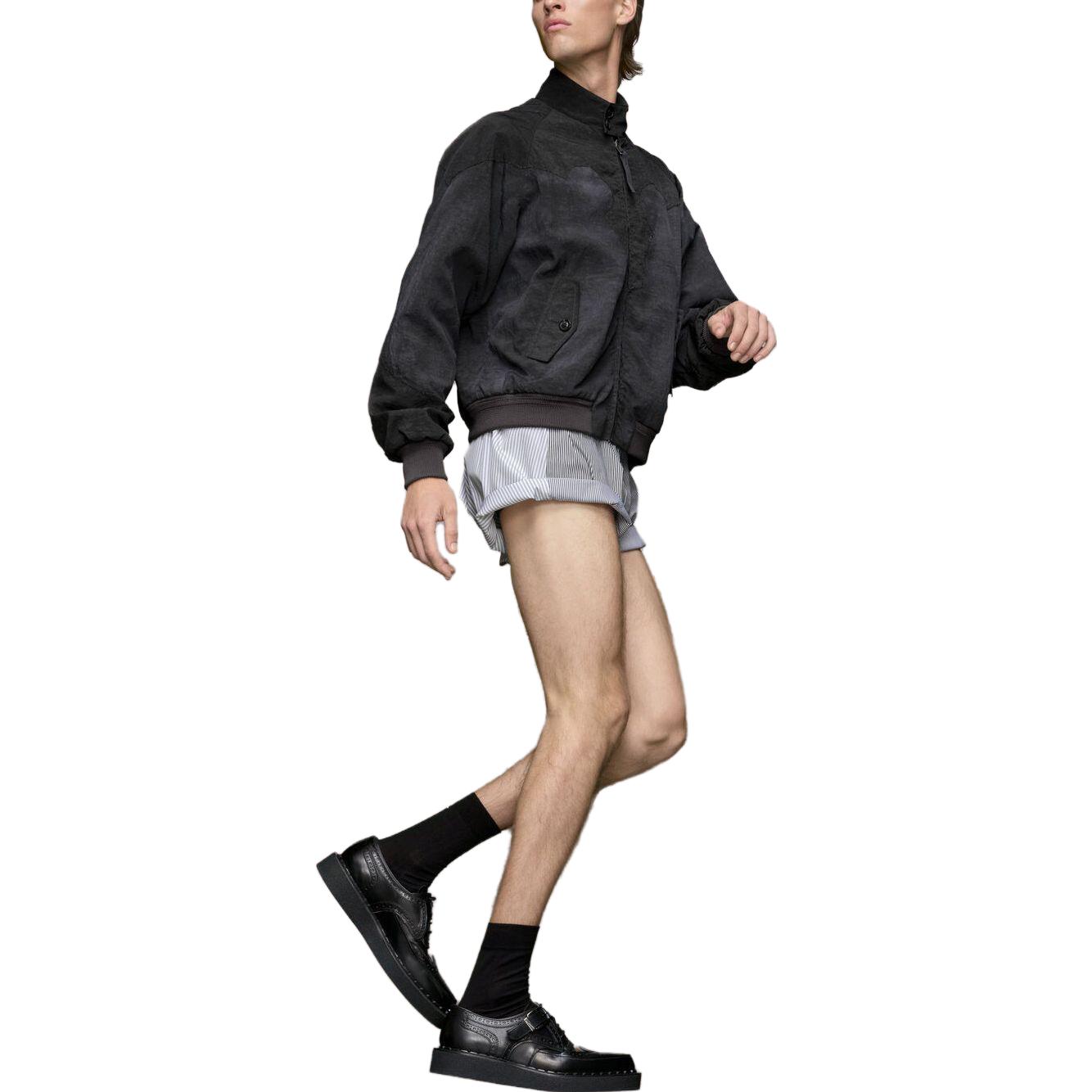 Shop Maison Margiela 黑色高领拉链修身帆布夹克 S50AM0603S53735855