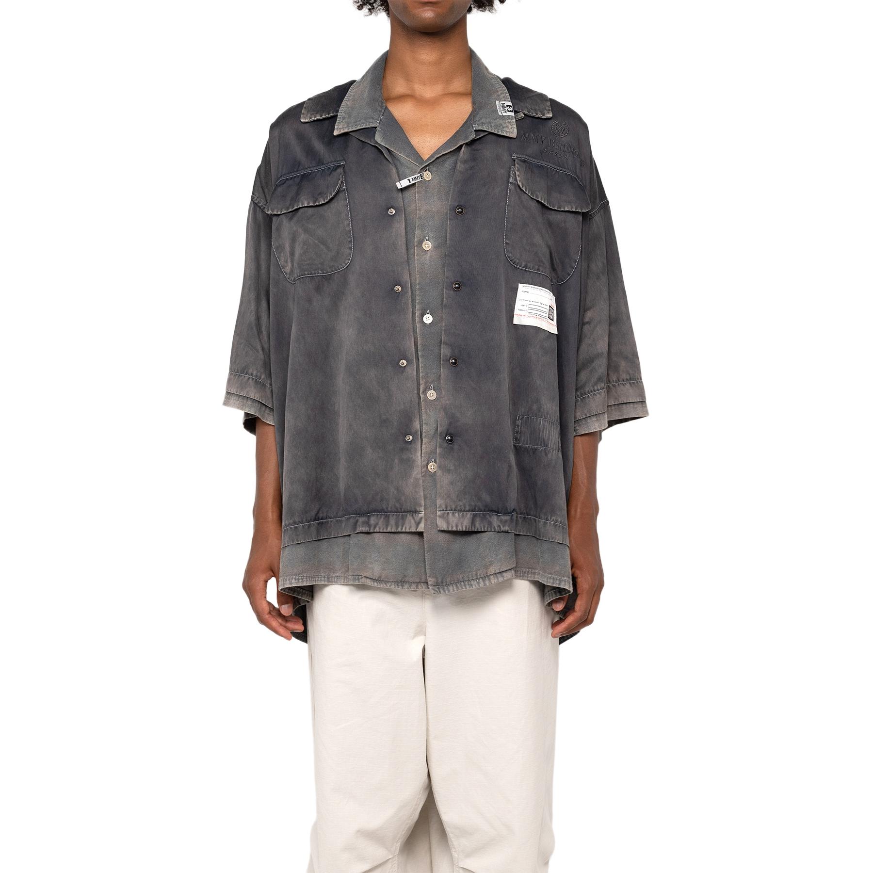 Maison Mihara Yasuhiro  Distressed Loose-Fit Short Sleeve Shirt Grey A12SH071-BLACK 圖 4