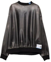 Maison Mihara Yasuhiro Black Glossy Solid Pullover Crewneck Sweatshirt A11PO562-BLACK Maison Mihara Yasuhiro Black Glossy Solid Pullover Crewneck Sweatshirt A11PO562-BLACK