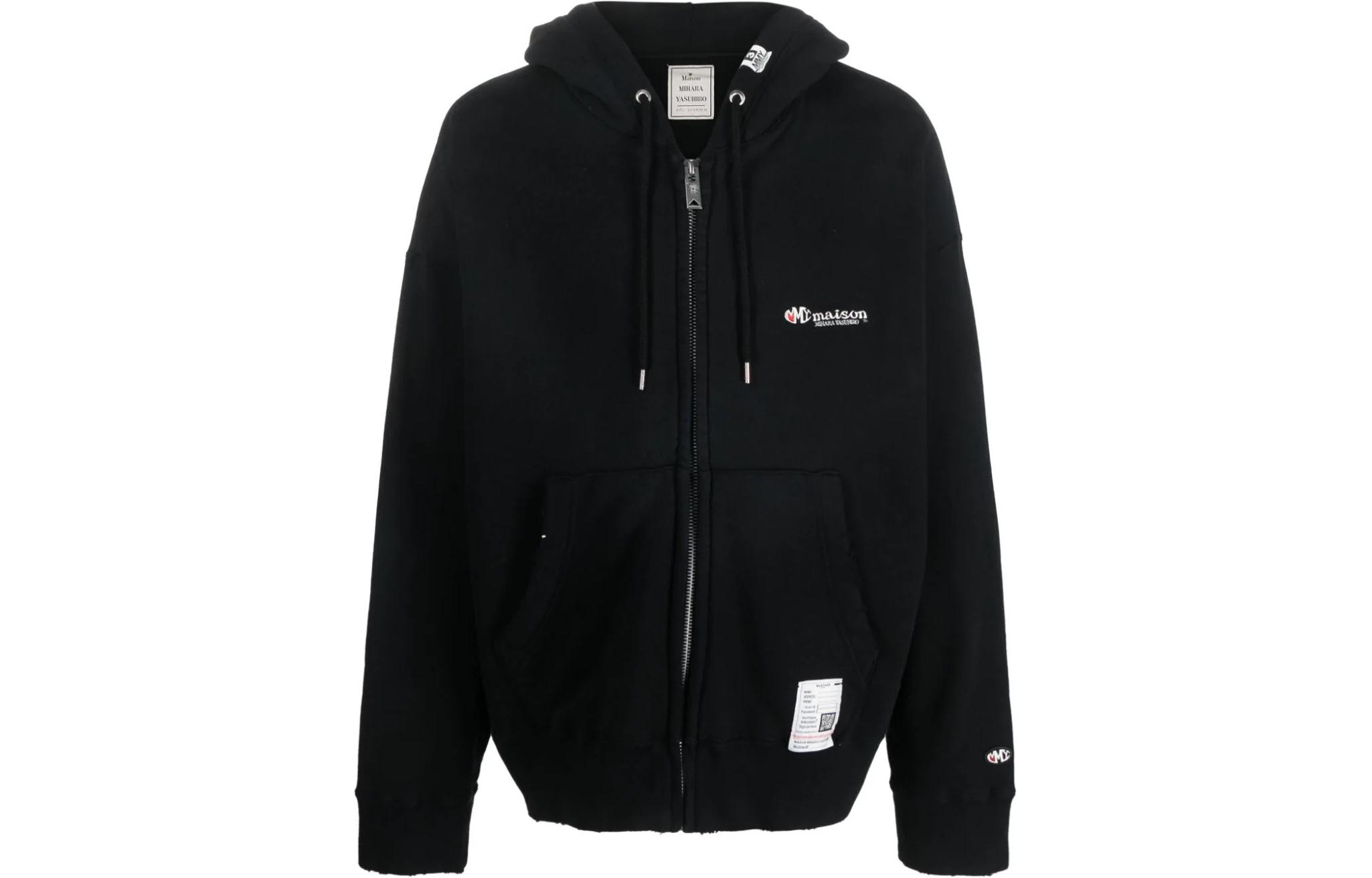 Maison Mihara Yasuhiro Black Hoodie with Letter Print A11HD601-BLACK
