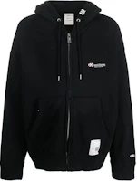 Maison Mihara Yasuhiro Black Hooded Loose-Fit Embroidered Logo Jacket J11PK511-BLACK Maison Mihara Yasuhiro Black Hooded Loose-Fit Embroidered Logo Jacket J11PK511-BLACK