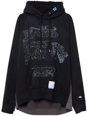 Maison Mihara Yasuhiro 黑色連帽衫 印字設計 A11HD601-BLACK Buy Maison Mihara Yasuhiro 黑色連帽衫 印字設計 A11HD601-BLACK