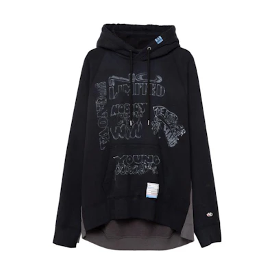 Maison Mihara Yasuhiro Black Hoodie with Logo and Graphic Design A10HD722BLACK