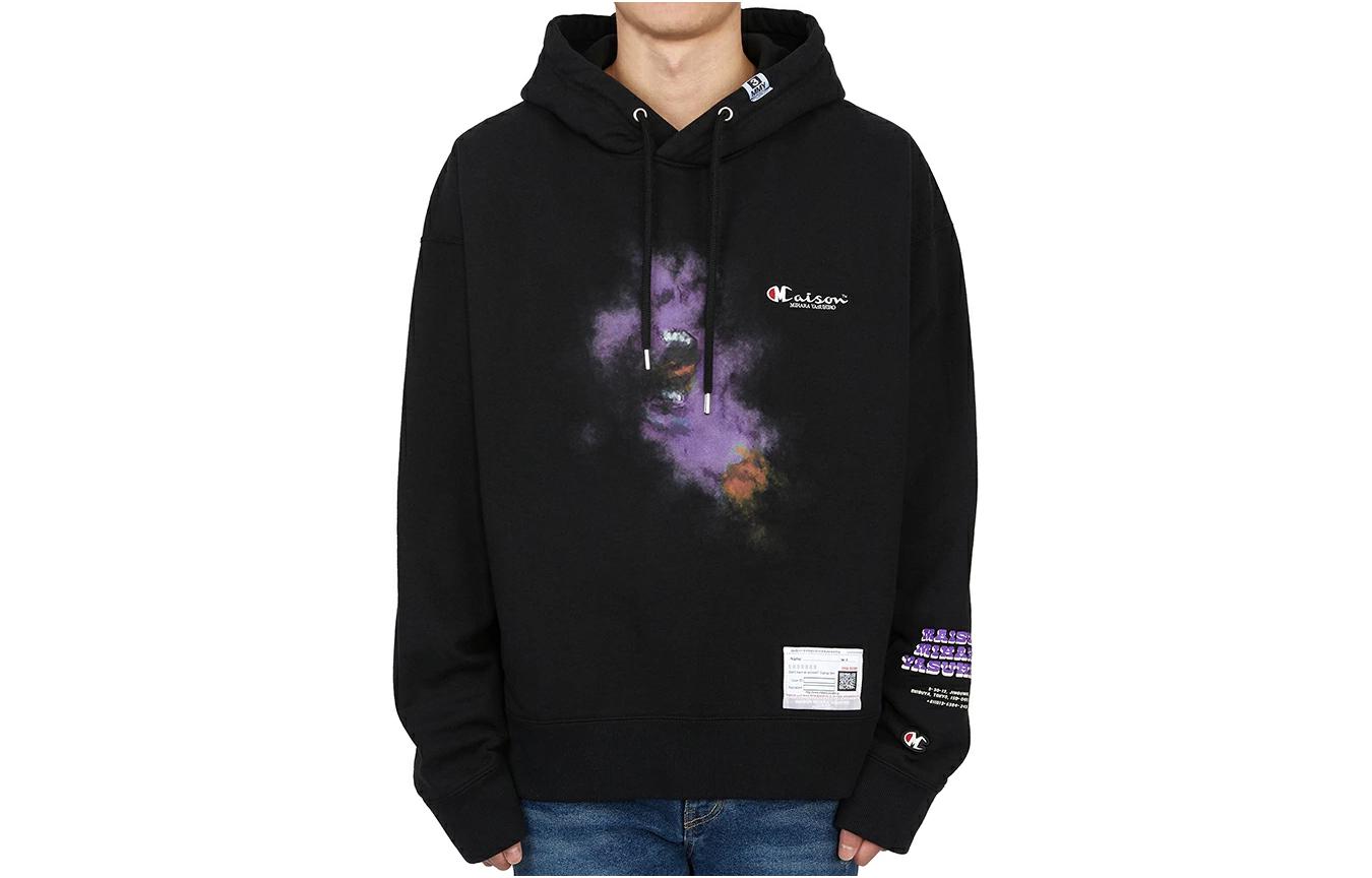 Maison Mihara Yasuhiro Black Letter Print Oversized Hoodie Pullover A11HD612-BLACK