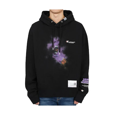 Maison Mihara Yasuhiro Black Letter Print Oversized Hoodie Pullover A11HD612-BLACK