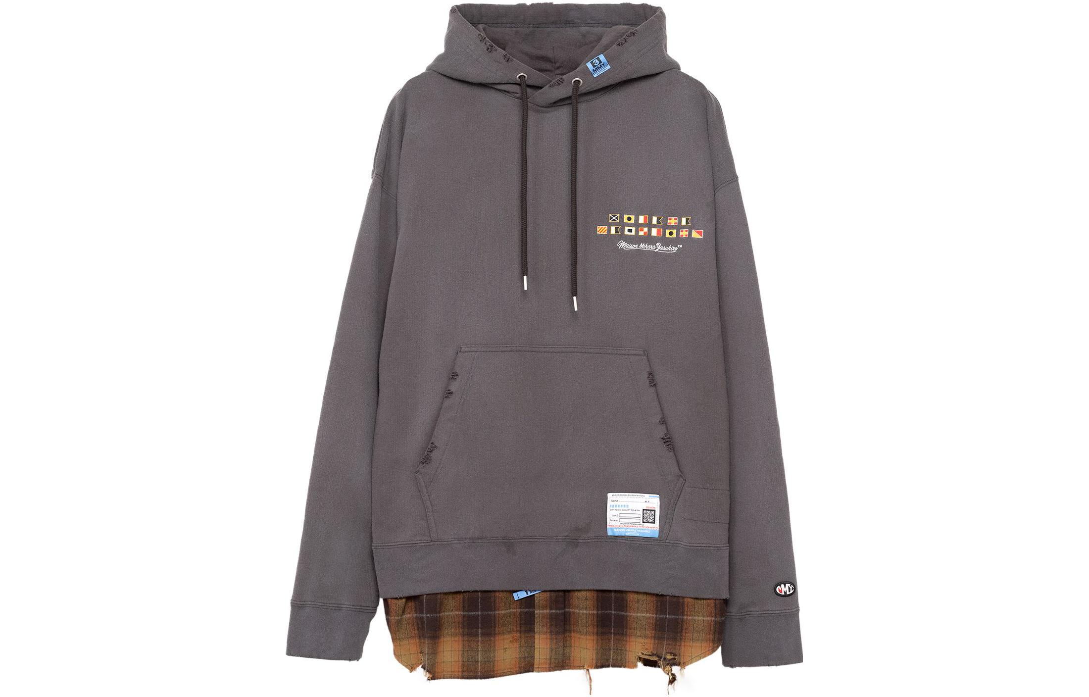 Maison Mihara Yasuhiro Black Letter Printed Hoodie Long Sleeve Pullover A07HD591-BLACK