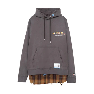 Maison Mihara Yasuhiro Black Letter Printed Hoodie Long Sleeve Pullover A07HD591-BLACK