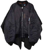 Maison Mihara Yasuhiro Black Loose-Fit Zip Cape Jacket with Pocket for Men A11BL052-BLACK Maison Mihara Yasuhiro Black Loose-Fit Zip Cape Jacket with Pocket for Men A11BL052-BLACK