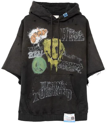 Maison Mihara Yasuhiro 黑色短袖連帽衫 字母印花 A11HD592BLACK Buy Maison Mihara Yasuhiro 黑色短袖連帽衫 字母印花 A11HD592BLACK