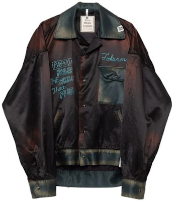 Maison Mihara Yasuhiro 男士黑色字母印花宽松破洞夹克 J11BL062-BLACK Buy Maison Mihara Yasuhiro 男士黑色字母印花宽松破洞夹克 J11BL062-BLACK