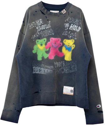Maison Mihara Yasuhiro 海军蓝破坏风泰迪印花男士套头卫衣 A09PO552-NAVY Buy Maison Mihara Yasuhiro 海军蓝破坏风泰迪印花男士套头卫衣 A09PO552-NAVY