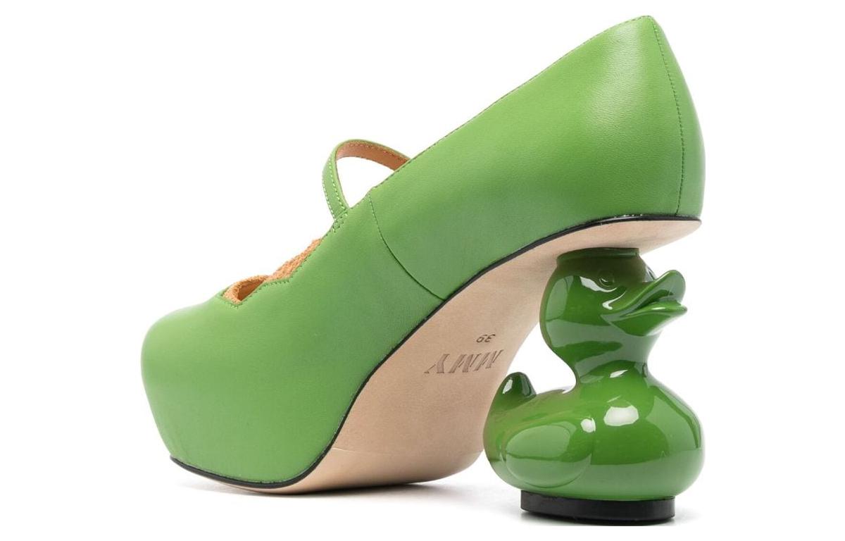 Shop MIHARA YASUHIRO三原康裕 皮革 百搭時尚 異形跟 高跟鞋 10cm 女款 綠色