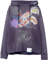 Maison Mihara Yasuhiro FW23 Smiley Face Loose Fit Hoodie Purple Retro Style A11HD591-PURPLE Maison Mihara Yasuhiro FW23 Smiley Face Loose Fit Hoodie Purple Retro Style A11HD591-PURPLE